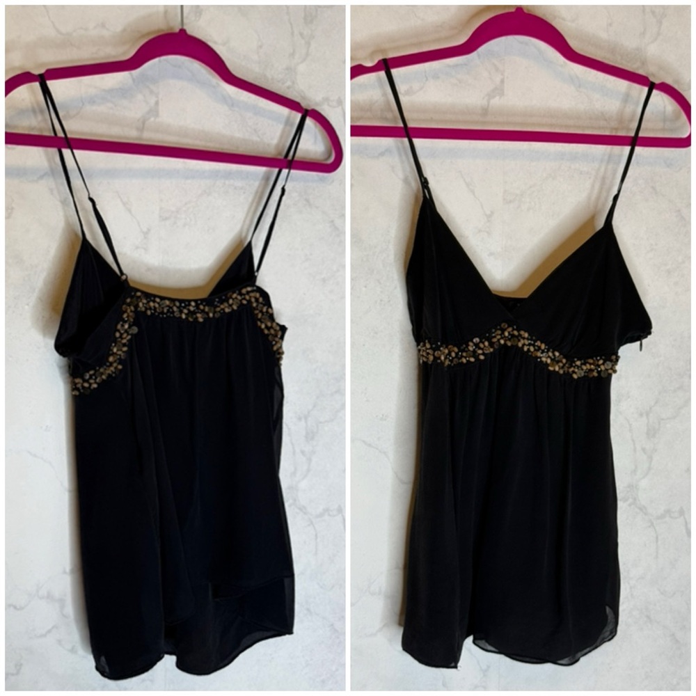 BCBGMaxazria vintage black silk babydoll tank Y2K 2000s